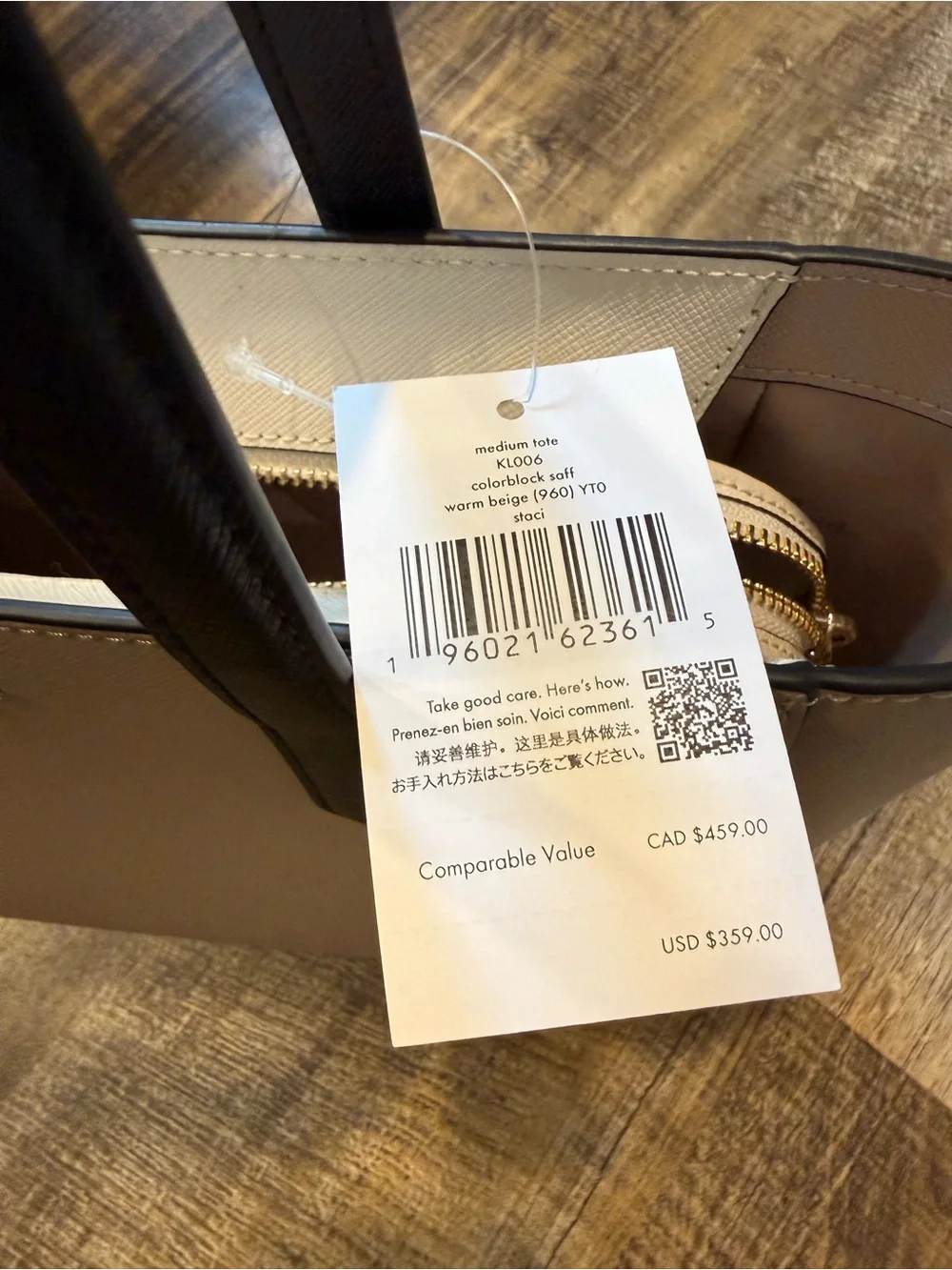 kate spade Staci medium Leather Tote - Neutral Blush/Black